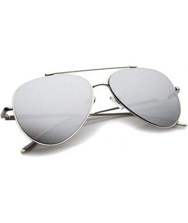 Oversized Mirrored Oversized Aviator Sunglasses for Women with Flat Mirror Lens 58mm - Silver / Silver Mirror - C912EH19H2B $...