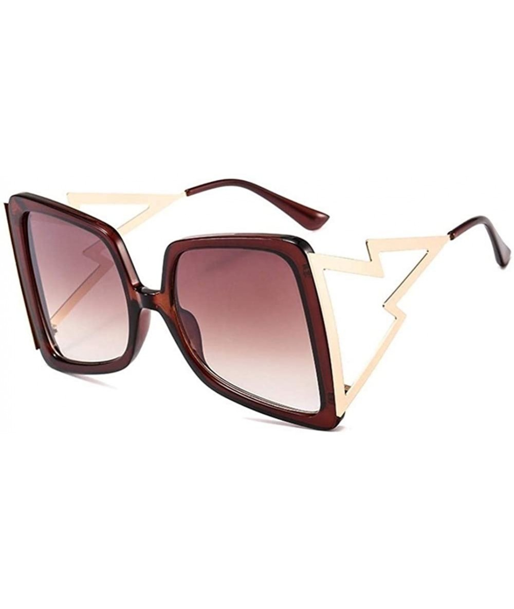 Oversized Oversized Square Sunglasses for Women Lightning Shaped legs Sun Glasses UV400 - Brown Brown - C11902YEOO6 $24.30