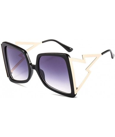 Oversized Oversized Square Sunglasses for Women Lightning Shaped legs Sun Glasses UV400 - Brown Brown - C11902YEOO6 $24.30