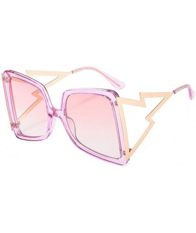 Oversized Oversized Square Sunglasses for Women Lightning Shaped legs Sun Glasses UV400 - Brown Brown - C11902YEOO6 $24.30