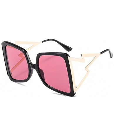 Oversized Oversized Square Sunglasses for Women Lightning Shaped legs Sun Glasses UV400 - Brown Brown - C11902YEOO6 $24.30