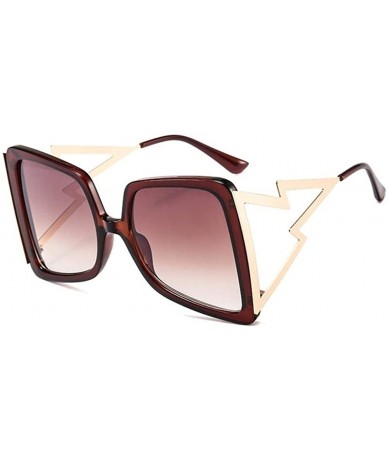 Oversized Oversized Square Sunglasses for Women Lightning Shaped legs Sun Glasses UV400 - Brown Brown - C11902YEOO6 $24.30