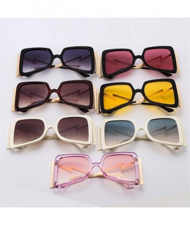 Oversized Oversized Square Sunglasses for Women Lightning Shaped legs Sun Glasses UV400 - Brown Brown - C11902YEOO6 $24.30