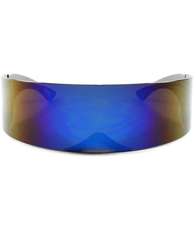 Goggle Mirrored Sci-Fi Robotic Star Trek Futuristic Party Rave Costume Sun Glasses - Black / Blue Revo - CO18ECDAQ7Y $28.94