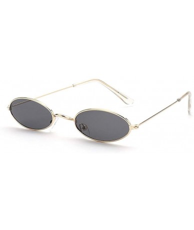 Oval Vintage Oval Sunglasses Small Metal Frame Retro Eyewear Candy Colors Summer Eye Glasses - Gold & Gray - C4199987AZM $20.61