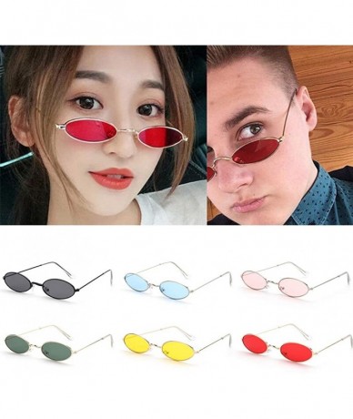 Oval Vintage Oval Sunglasses Small Metal Frame Retro Eyewear Candy Colors Summer Eye Glasses - Gold & Gray - C4199987AZM $20.61