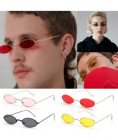 Oval Vintage Oval Sunglasses Small Metal Frame Retro Eyewear Candy Colors Summer Eye Glasses - Gold & Gray - C4199987AZM $20.61