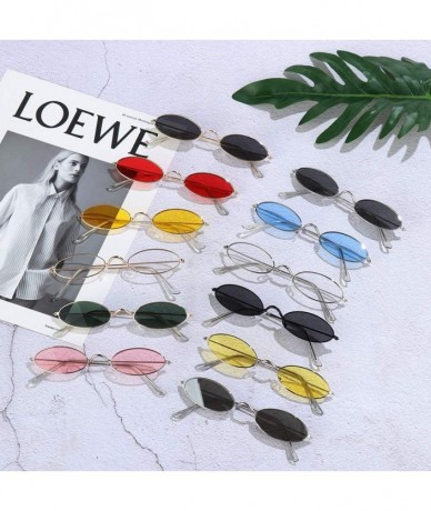 Oval Vintage Oval Sunglasses Small Metal Frame Retro Eyewear Candy Colors Summer Eye Glasses - Gold & Gray - C4199987AZM $20.61