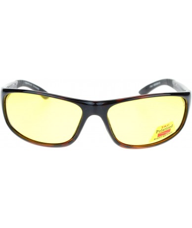 Oval Mens Polarized Yellow Night Driving Lens Sport Thin Plastic Biker Sunglasses - Tortoise - CU11QLSGHQN $23.91