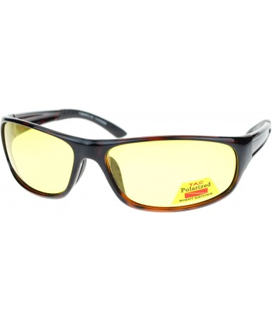 Oval Mens Polarized Yellow Night Driving Lens Sport Thin Plastic Biker Sunglasses - Tortoise - CU11QLSGHQN $23.91