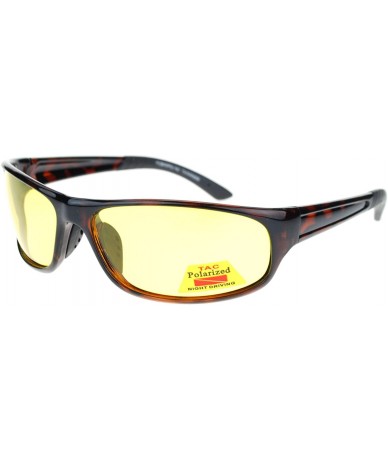 Oval Mens Polarized Yellow Night Driving Lens Sport Thin Plastic Biker Sunglasses - Tortoise - CU11QLSGHQN $23.91