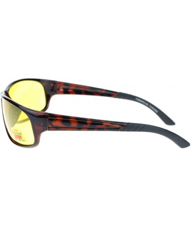 Oval Mens Polarized Yellow Night Driving Lens Sport Thin Plastic Biker Sunglasses - Tortoise - CU11QLSGHQN $23.91