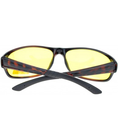 Oval Mens Polarized Yellow Night Driving Lens Sport Thin Plastic Biker Sunglasses - Tortoise - CU11QLSGHQN $23.91