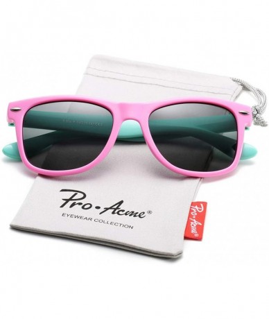 Wayfarer TPEE Rubber Flexible Polarized Sunglasses (Pink Frame/Black Lens/54) - CX18ERR3QKE $34.70