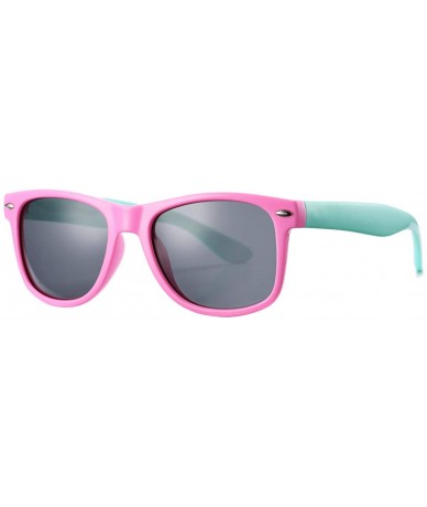 Wayfarer TPEE Rubber Flexible Polarized Sunglasses (Pink Frame/Black Lens/54) - CX18ERR3QKE $34.70