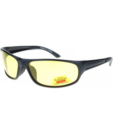 Oval Mens Polarized Yellow Night Driving Lens Sport Thin Plastic Biker Sunglasses - Matte Black - CI11QLSGGHN $23.77