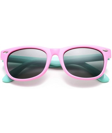 Wayfarer TPEE Rubber Flexible Polarized Sunglasses (Pink Frame/Black Lens/54) - CX18ERR3QKE $34.70