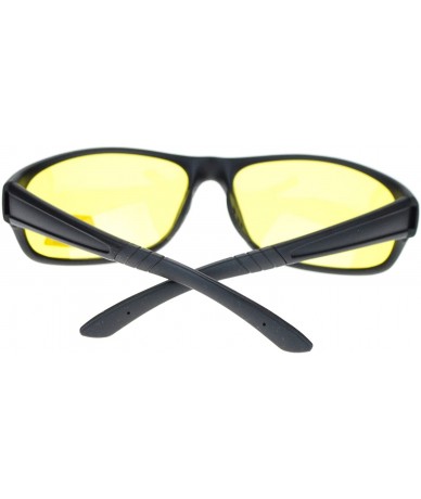 Oval Mens Polarized Yellow Night Driving Lens Sport Thin Plastic Biker Sunglasses - Matte Black - CI11QLSGGHN $23.77