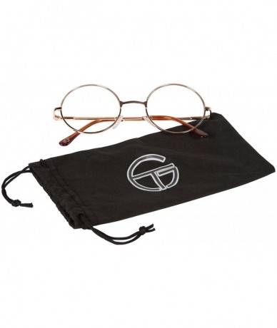 Round Circular Gold Frame Clear Lens Glasses with Free Soft Case - CT112MWJRN7 $18.86