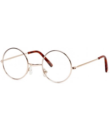 Round Circular Gold Frame Clear Lens Glasses with Free Soft Case - CT112MWJRN7 $18.86