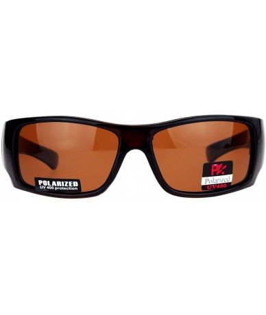 Rectangular Pablo Zanetti Polarized Sunglasses Mens Classic Rectangle Biker Frame - Brown (Brown) - CK189LLYA0C $24.59