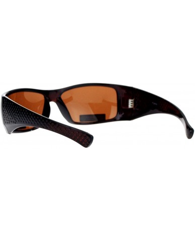 Rectangular Pablo Zanetti Polarized Sunglasses Mens Classic Rectangle Biker Frame - Brown (Brown) - CK189LLYA0C $24.59