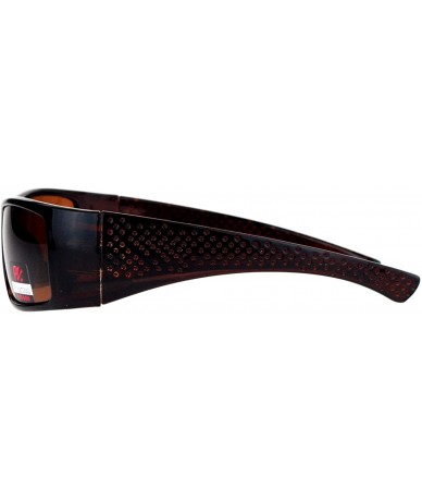 Rectangular Pablo Zanetti Polarized Sunglasses Mens Classic Rectangle Biker Frame - Brown (Brown) - CK189LLYA0C $24.59