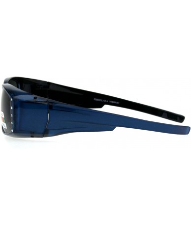 Rectangular Polarized 57mm Womens Side Rhinestone Trim Narrow Rectangular Fit Over Sunglasses - Blue Black - CG18GYH9LEE $23.45