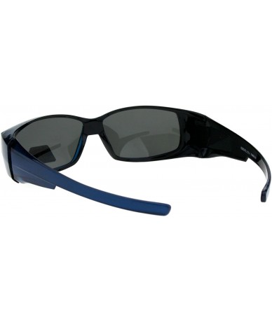 Rectangular Polarized 57mm Womens Side Rhinestone Trim Narrow Rectangular Fit Over Sunglasses - Blue Black - CG18GYH9LEE $23.45