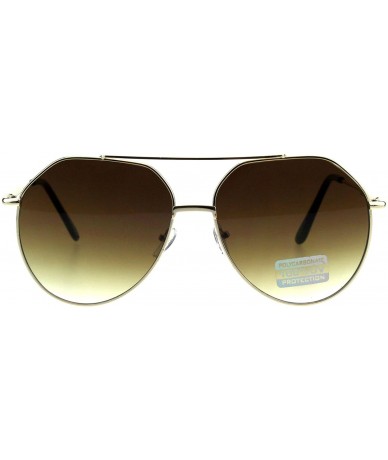 Oversized Mens Thin Metal Oversize Vintage Style Pilots Officer Sunglasses - Gold Brown - C818GO9XQ72 $23.44