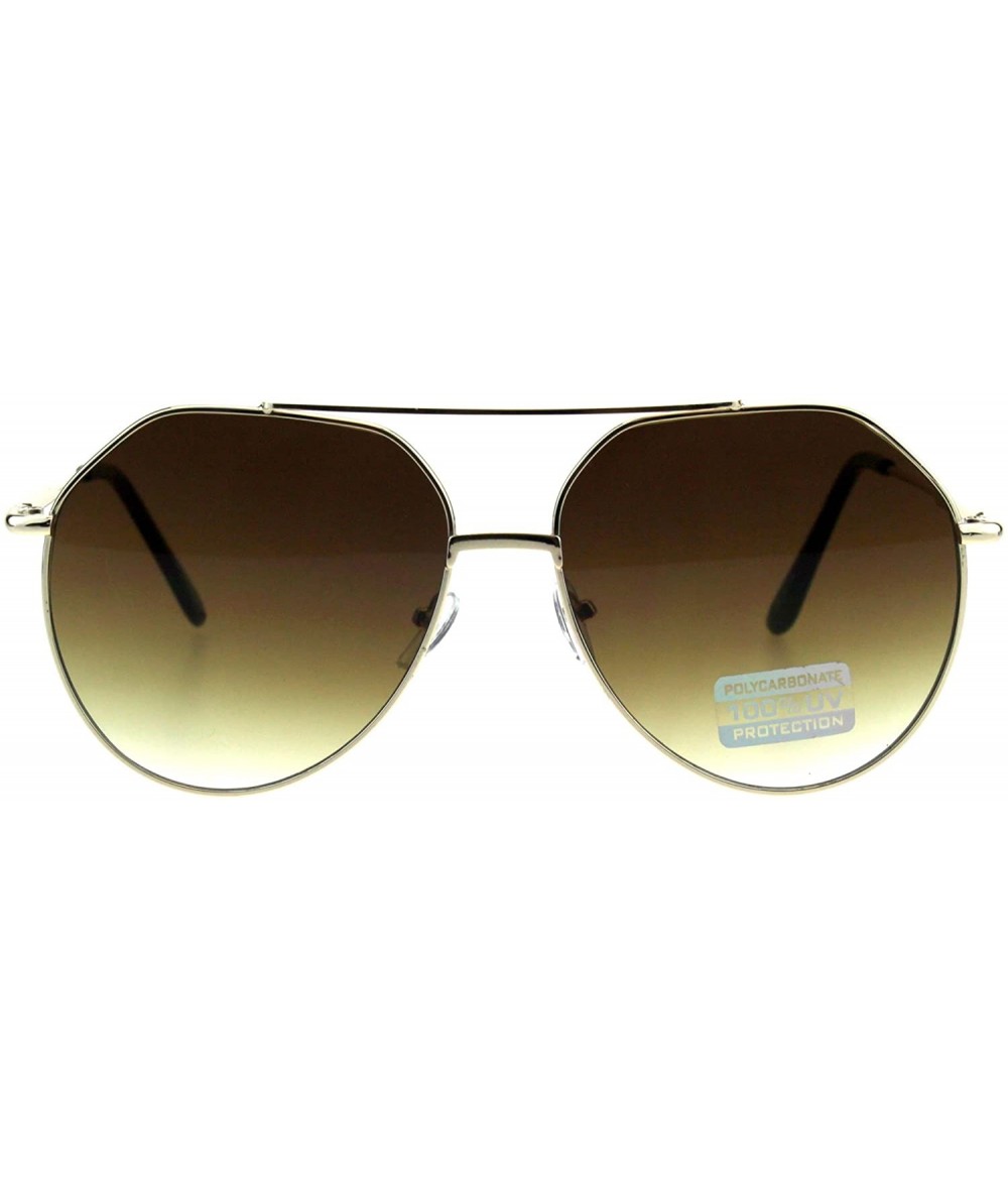 Oversized Mens Thin Metal Oversize Vintage Style Pilots Officer Sunglasses - Gold Brown - C818GO9XQ72 $23.44