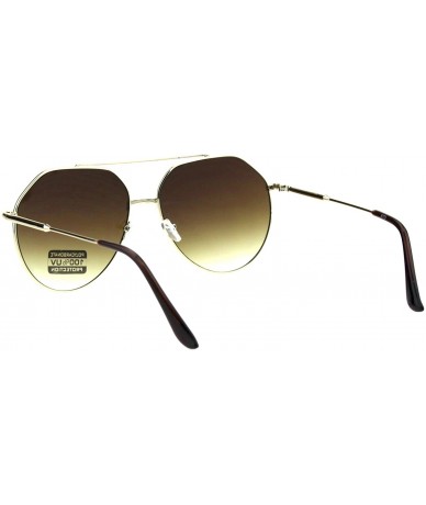 Oversized Mens Thin Metal Oversize Vintage Style Pilots Officer Sunglasses - Gold Brown - C818GO9XQ72 $23.44