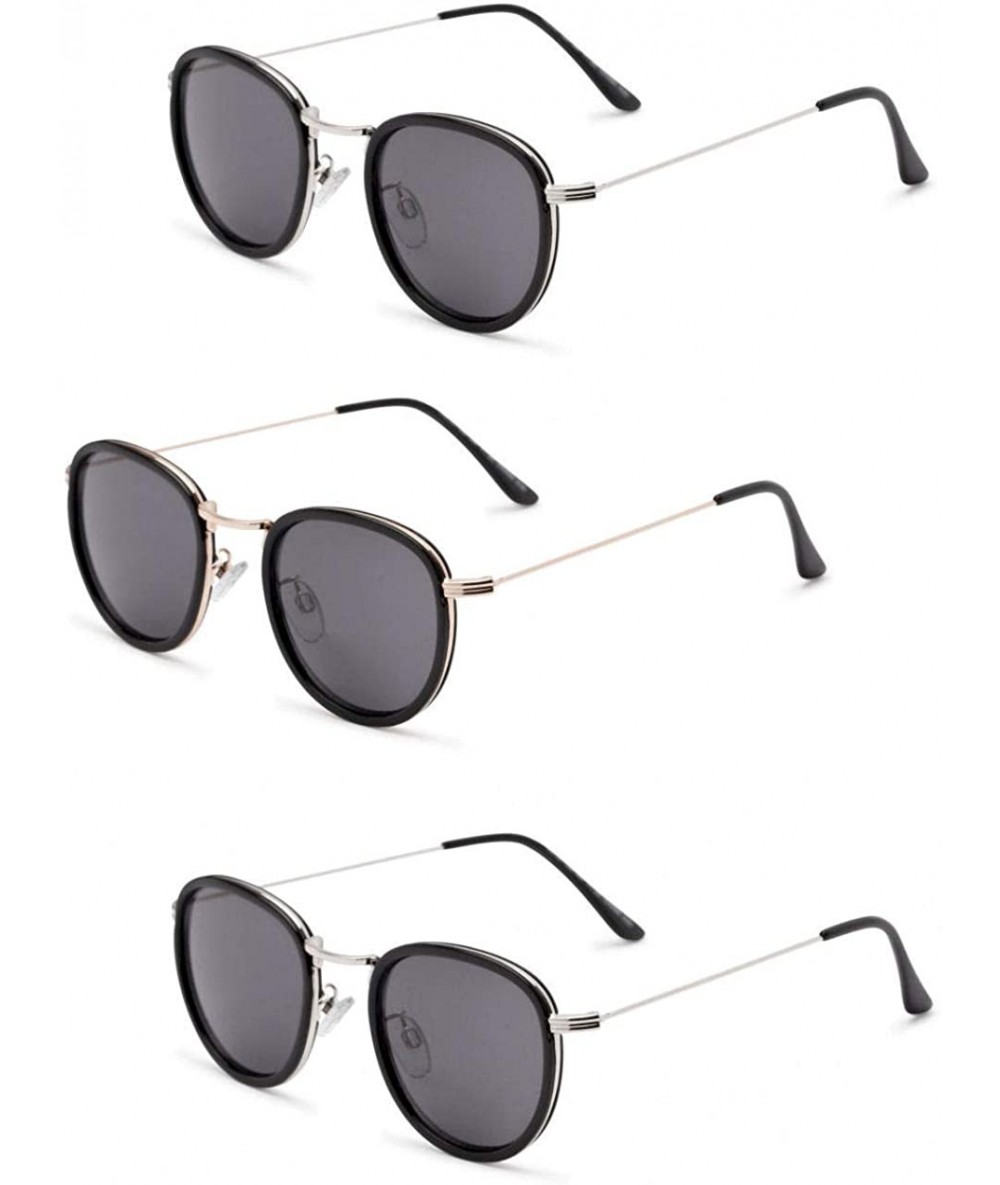 Round Reading Sunglasses Pair Esteemed Bifocal - Black - CQ18IGQUXSI $35.15