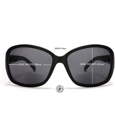 Oval Women's Bifocal Reading Sunglasses Fashion Readers for Under the Sun Square Sunglasses - Black - C011H0DWVYP $43.07