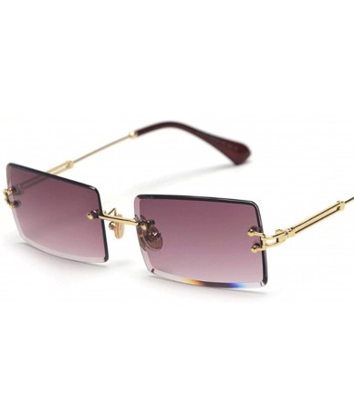 Rimless Fashion Rectangle Gradient Sunglasses Women Rimless Sun Glasses - Pink - CT18WD6O9XM $50.19