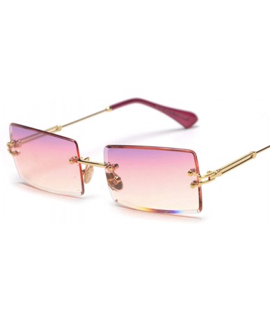 Rimless Fashion Rectangle Gradient Sunglasses Women Rimless Sun Glasses - Pink - CT18WD6O9XM $50.19