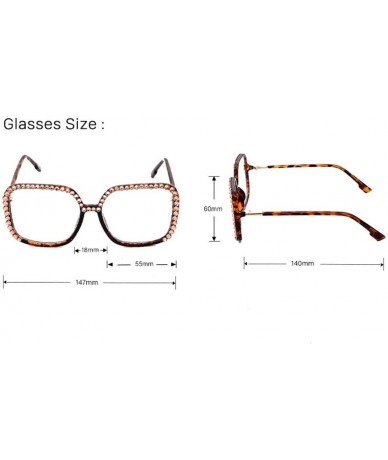 Sport Square Large Frame Transparent Diamond Sunglasses Unique Fashion Rhinestone Glasses - 1 - CD190O6H8MH $63.73