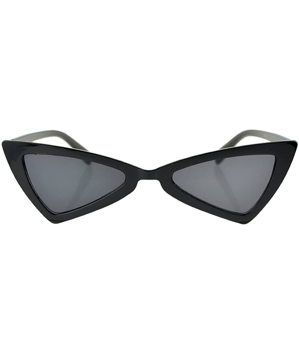 Cat Eye Multicolors Exaggerated Triangle Cat Eye Plastic Fancy Lady Sunglasses with Sunglasses Case - Black Gray - CZ18D0DRUZ...