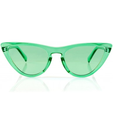 Cat Eye Iconic Celebrity Eye-Candy Slim Round Cat-Eye Sunglasses A161 - Green - C418CU3HK60 $18.99