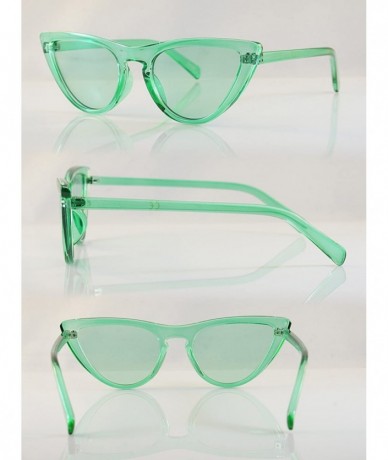 Cat Eye Iconic Celebrity Eye-Candy Slim Round Cat-Eye Sunglasses A161 - Green - C418CU3HK60 $18.99