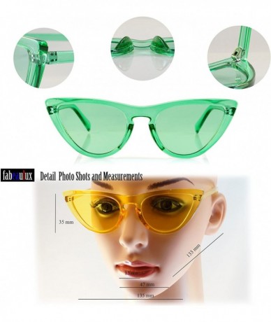 Cat Eye Iconic Celebrity Eye-Candy Slim Round Cat-Eye Sunglasses A161 - Green - C418CU3HK60 $18.99