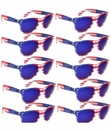 Wayfarer BULK WHOLESALE UNISEX 80'S RETRO STYLE BULK LOT PROMOTIONAL SUNGLASSES - 10 PACK - Assorted American Flag - C01806C2...