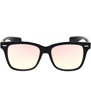 Oversized Color Mirror Lens Horn Rim Trendy Hipster Sunglasses - Shiny Black Pink Mirror - CT18ROU7WX0 $18.78