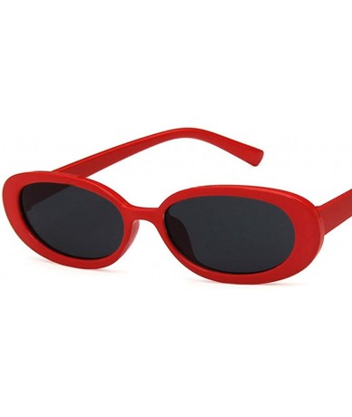 Oval Unisex Sunglasses Retro White Black Drive Holiday Oval Non-Polarized UV400 - Red Grey - CY18RKH2W6C $17.84