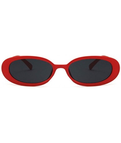 Oval Unisex Sunglasses Retro White Black Drive Holiday Oval Non-Polarized UV400 - Red Grey - CY18RKH2W6C $17.84