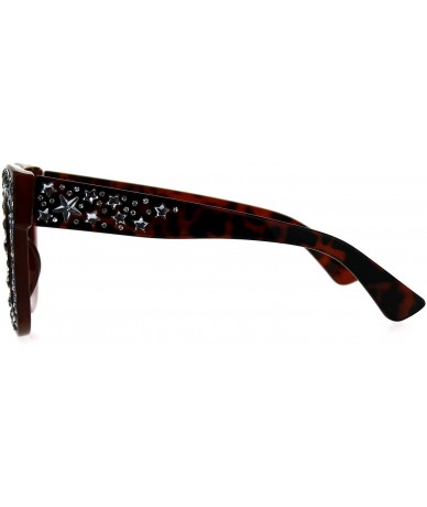 Rectangular Star Engrave Bling Thick Horn Rim Womens Diva Sunglasses - Tortoise Brown - CG18D5MRTWR $21.83