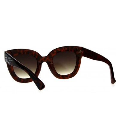 Rectangular Star Engrave Bling Thick Horn Rim Womens Diva Sunglasses - Tortoise Brown - CG18D5MRTWR $21.83