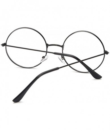 Oval Vintage Women Popular Round Metal Clear Lens Glasses Frame Trendy Nerd Anti-radiation Spectacles Eyeglass - Black - C519...