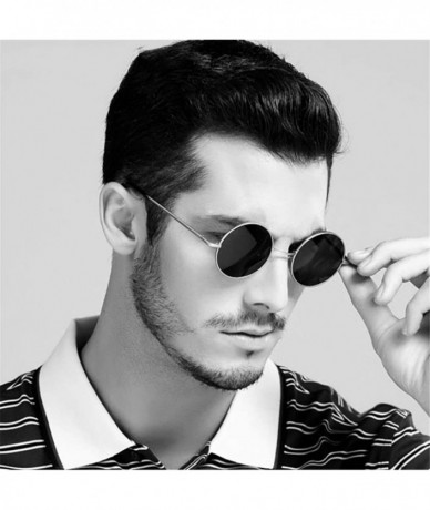 Round Classic Polarized Round Metal Sun Glasses Casual Sunglasses Women Retro UV400 Men Black Shades Trend Eyewear - C9198AHZ...