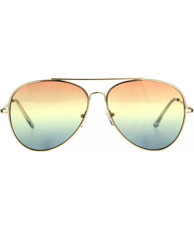 Aviator Gold Aviator Spring Hinge Sunglasses Ombre Multicolor Gradient Lens UV 400 - Gold (Orange Yellow Blue) - C8188OWQAO6 ...